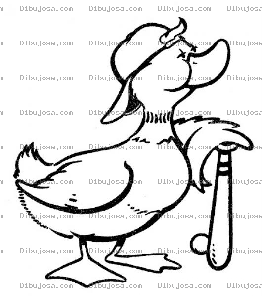 Dibujo para colorear Pato Beisbolista Para Pintar Y Colorear