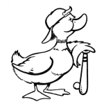 Dibujo para colorear Pato Beisbolista Para Pintar Y Colorear