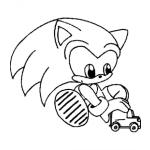 Dibujo para colorear Dibujo De Sonic Jugando Con Un Carrito Para Pintar Y Colorear