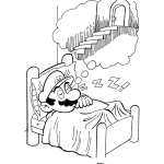 Dibujo para colorear Dibujo De Mario Bros Durmiendo En Su Cama Para Pintar Y Colorear