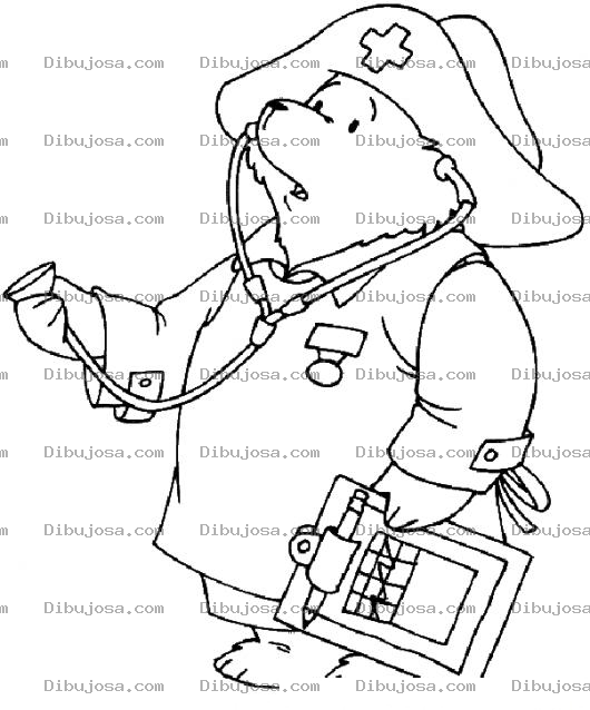 Dibujo para colorear Dibujo De Osito Doctor Para Pintar Y Colorear A Padington De Osito Doctor