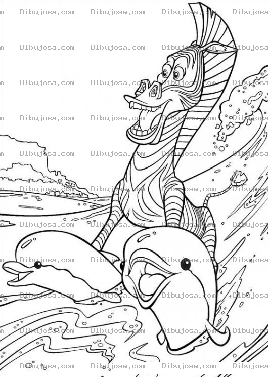 Dibujo para colorear Cebra De Madagascar Surfeando Para Pintar Y Colorear A La Zebra De Madagascar