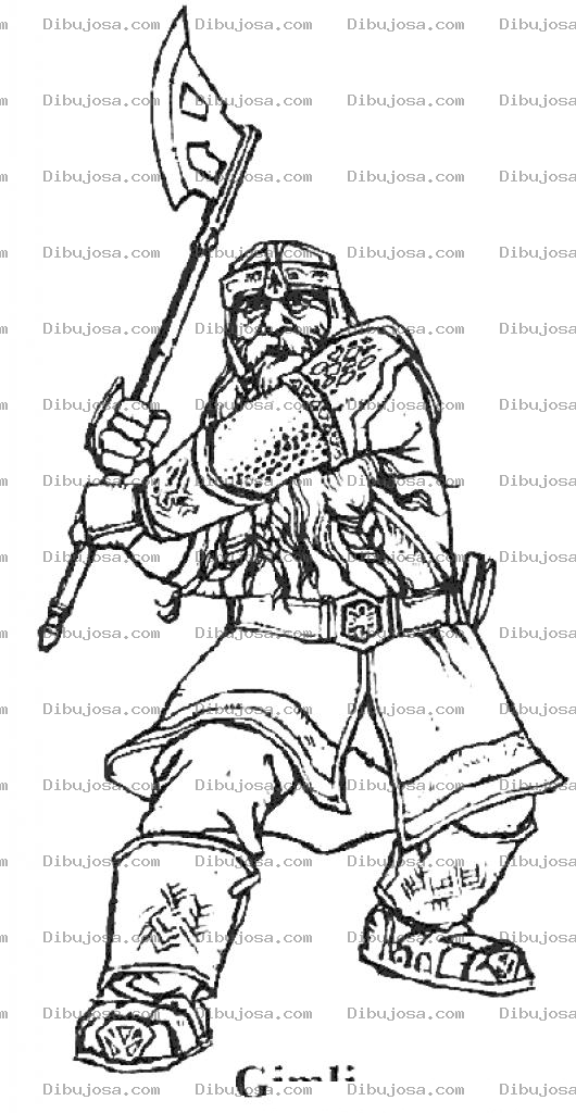 Dibujo para colorear Dibujo De Gimli Del Senor De Los Anillos Para Pintar Y Colorear