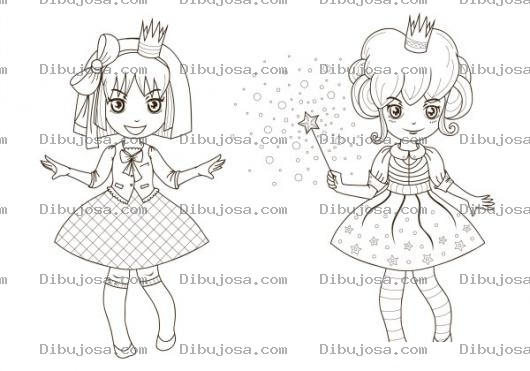 Dibujo para colorear Dibujo De Ninas Con Vestidos De Princesitas Para Pintar Y Colorear