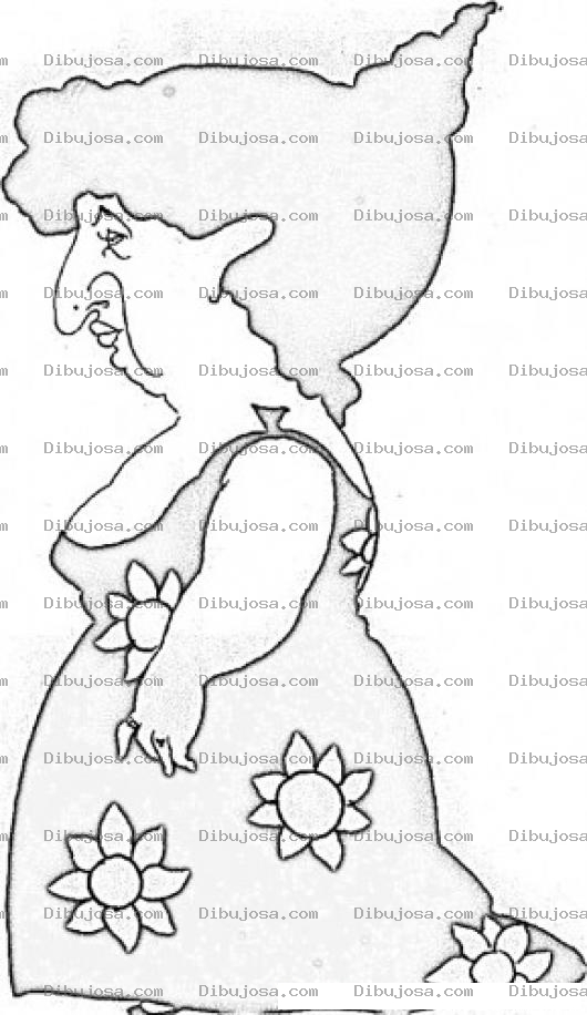 Dibujo para colorear Dibujo De Suegra Con Vestido De Flores Para Pintar Y Colorear