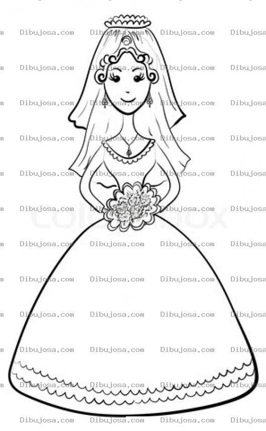 Dibujo para colorear Dibujo De Mujer Con Vestido De Novia Esperando Al Novio Para Pintar Y Colorear