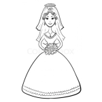 Dibujo para colorear Dibujo De Mujer Con Vestido De Novia Esperando Al Novio Para Pintar Y Colorear