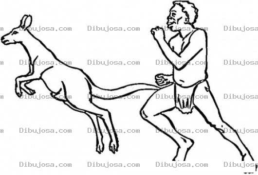 Dibujo para colorear Dibujo De Canguro Y Nativo Australiano Para Pintar Y Colorear