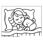 Dibujo para colorear Dibujo De Nina Durmiendo Con Osito De Felpa Para Pintar Y Colorear