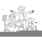 Dibujo para colorear Espantapajaro Y Animales De Granja Para Pintar Y Colorear