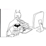 Dibujo para colorear Dibujo De Batman Dibujando En El Ordenador Para Pintar Y Colorear