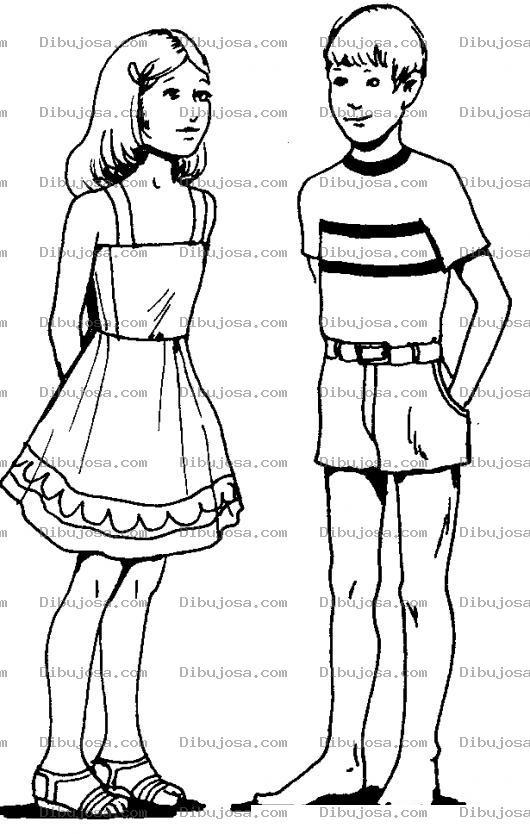 Dibujo para colorear Dibujo De Nina Y Nino Para Pintar Y Colorear