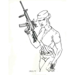 Dibujo para colorear Mujer Soldado Para Pintar Y Colorear Capitana Con Galil Ar15