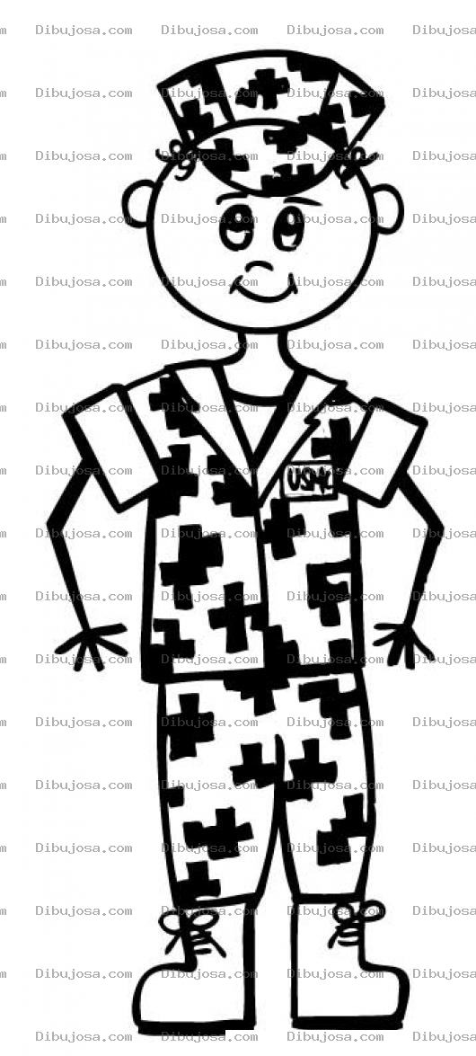 Dibujo para colorear Dibujo De Soldado En Servicio Para Pintar Y Colorear Soldado De Alta