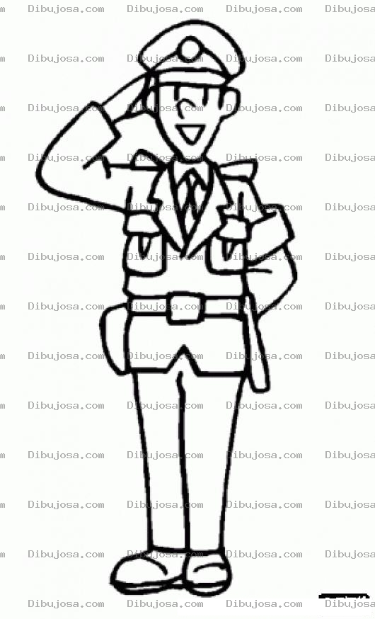 Dibujo para colorear Policia Haciendo El Saludo Oficial Para Pintar Y Colorear