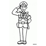 Dibujo para colorear Policia Haciendo El Saludo Oficial Para Pintar Y Colorear