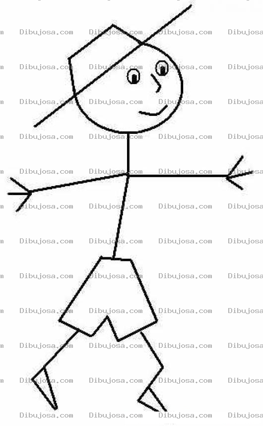 Dibujo para colorear Hombre De Lineas Con Sombrero Pantaloneta Y Zapatos Para Pintar Y Colorear