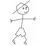 Dibujo para colorear Hombre De Lineas Con Sombrero Pantaloneta Y Zapatos Para Pintar Y Colorear