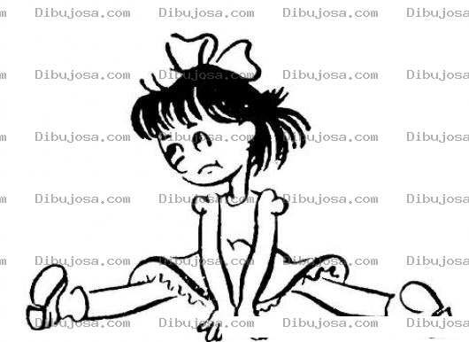 Dibujo para colorear Dibujo De Nena Sentada En El Piso Con Vestido Para Pintar Y Colorear