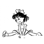 Dibujo para colorear Dibujo De Nena Sentada En El Piso Con Vestido Para Pintar Y Colorear