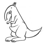 Dibujo para colorear Dibujo De Oso Hormiguero Con Bolsa De Canguro Para Pintar Y Colorear