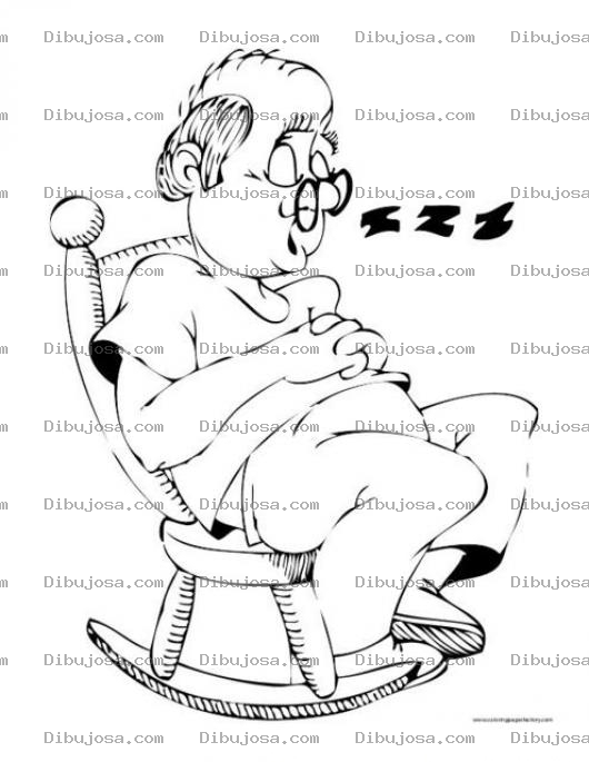 Dibujo para colorear Dibujo De Abuelito Durmiendo En Una Silla Mesedora Para Pintar Y Colorear