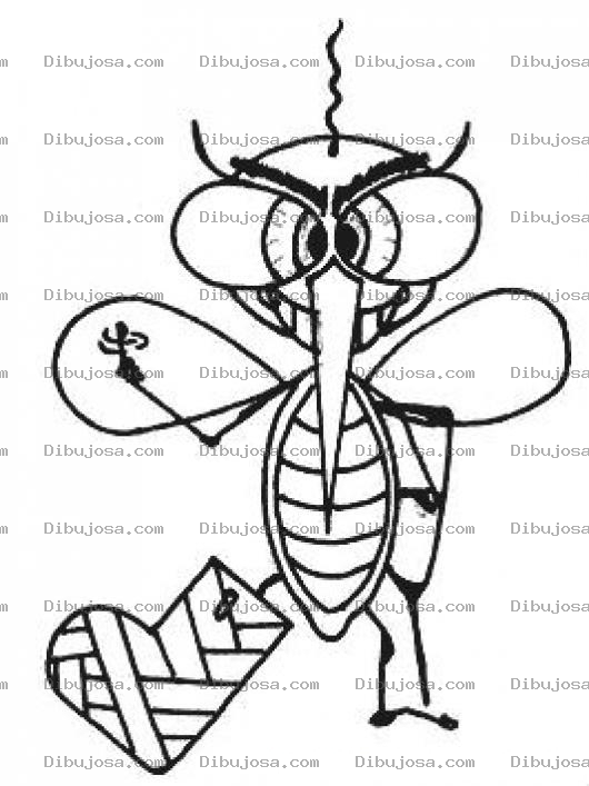 Dibujo para colorear Mosquito Con La Pata Quebrada Y Enyesada Para Pintar Y Colorear Mosco Con Yeso Y Muletas