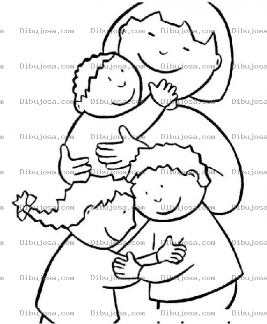 Dibujo para colorear Hijos Abrazando A Mama Para Pintar Y Colorear
