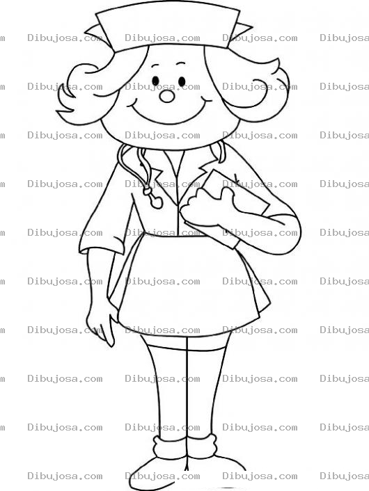 Dibujo para colorear Dibujo De Enfermera Feliz Para Pintar Y Colorear