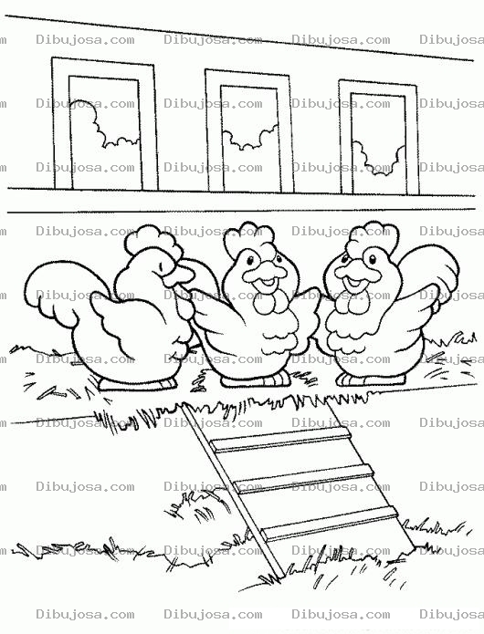 Dibujo para colorear Gallinas Ponedoras En Granjita Para Pintar Y Colorear