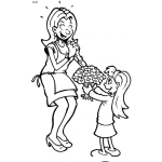 Dibujo para colorear Dibujo De Hija Regalando Flores A Su Mama En El Dia De Las Madrecitas Para Pintar Y Colorear