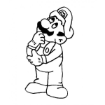 Dibujo para colorear Colorear a Mario Bros pensando