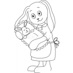 Dibujo para colorear Dibujo De Mama Conejo Cargando A Su Bebe Conejito Para Pintar Y Colorear