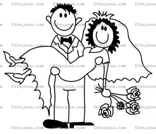 Dibujo para colorear Dibujo De Recien Casados Para Pintar Y Colorear A Una Pareja De Esposos Acabados De Casar
