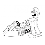 Dibujo para colorear Colorear a Mario Bros con su kart