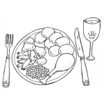 Dibujo para colorear Dibujo De Un Plato De Comida Saludable Para Pintar Y Colorear
