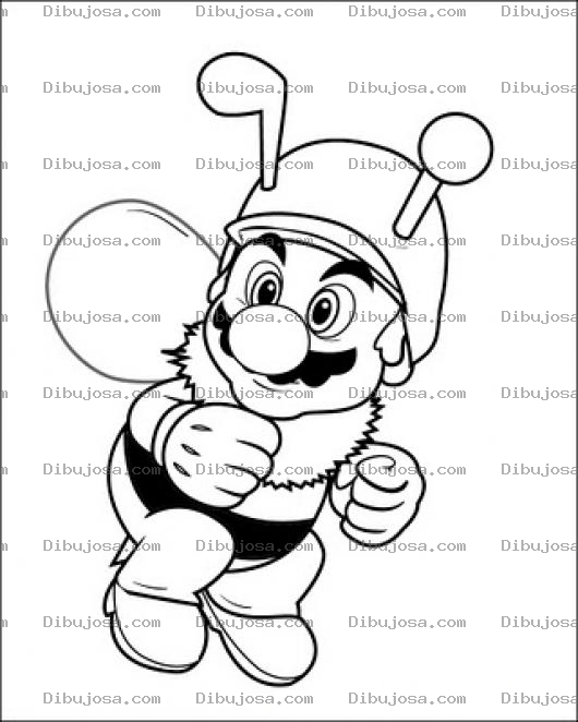 Dibujo para colorear Mario Bros vestido de abejita para colorear
