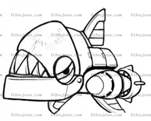 Dibujo para colorear Dibujo De Tiburon Robot Para Pintar Y Colorear