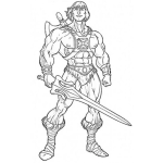 Dibujo para colorear He-man Dibujo De Heman Con La Espada Del Poder De Greiscol En Los Amos Del Universo Para Pintar Y Colorear