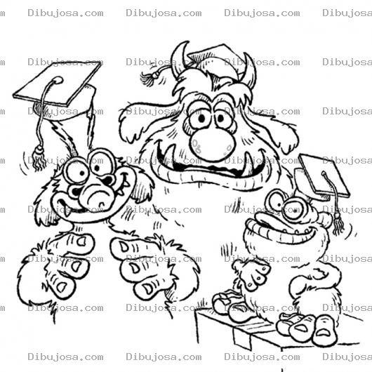 Dibujo para colorear Dibujo De Monstruos En Su Graducacion Para Colorear