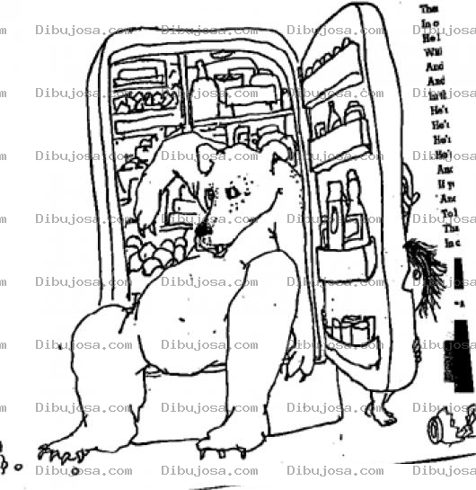 Dibujo para colorear Dibujo De Oso En Refrigerador Para Pintar Y Colorear