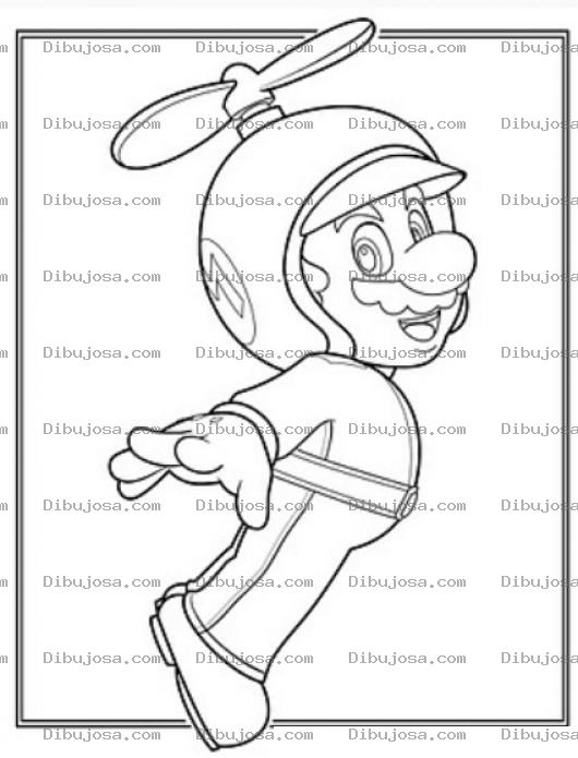 Dibujo para colorear Mario Bros con helicoptero para colorear