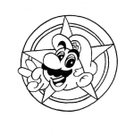 Dibujo para colorear Colorear la cara de Mario Bros saliendo de una estrella