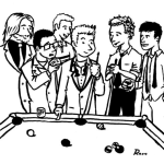 Dibujo para colorear Juego De Billar Dibujo De Amigos Jugando Billar Para Pintar Y Colorerar