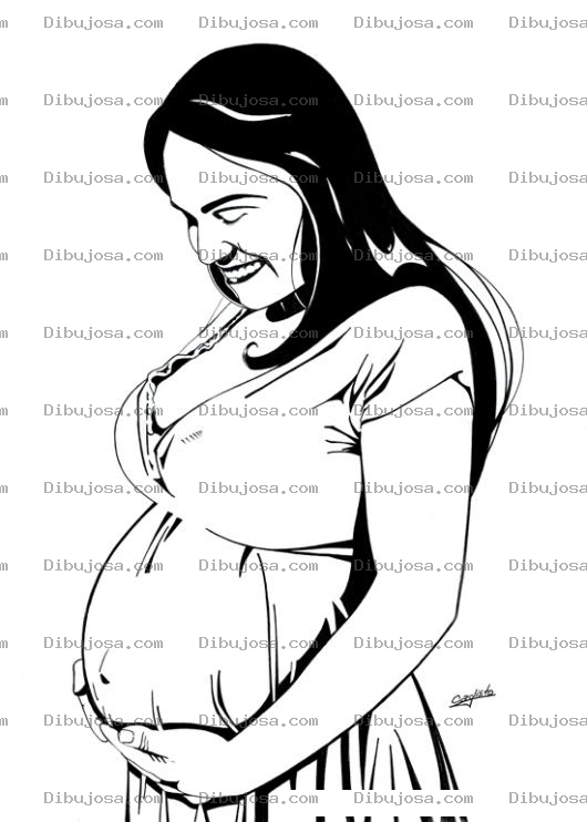 Dibujo para colorear Dibujo De Mujer Embarazada Feliz Para Pintar Y Colorear