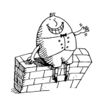 Dibujo para colorear Dibujo De Huevo Sentado Sobre Un Muro De Concreto Para Pintar Y Colorear