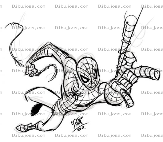 Dibujo para colorear Dibujo De Spiderman Sacando Tela De Arana Para Colorear