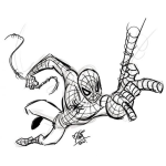 Dibujo para colorear Dibujo De Spiderman Sacando Tela De Arana Para Colorear
