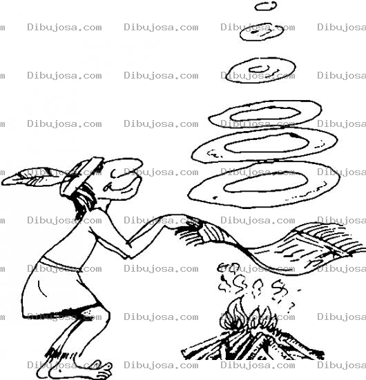 Dibujo para colorear Dibujo De Indio Haciendo Senales De Humo Para Colorear