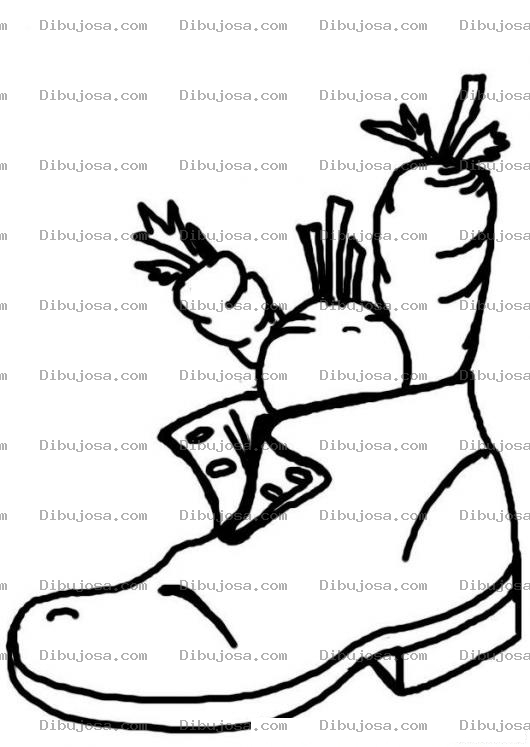Dibujo para colorear Dibujo De Bota Con Verduras Para Pintar Y Colorear